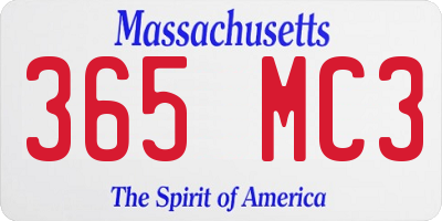 MA license plate 365MC3