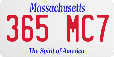 MA license plate 365MC7