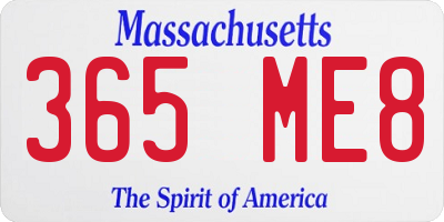 MA license plate 365ME8