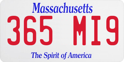 MA license plate 365MI9