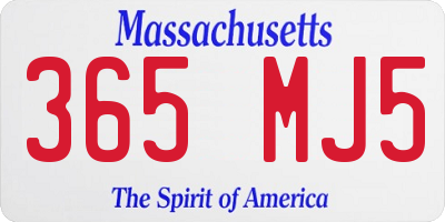 MA license plate 365MJ5