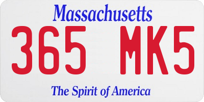MA license plate 365MK5