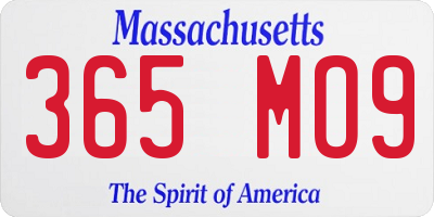MA license plate 365MO9