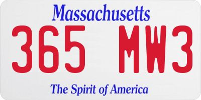 MA license plate 365MW3