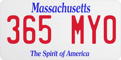 MA license plate 365MY0