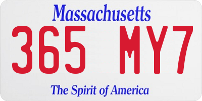 MA license plate 365MY7