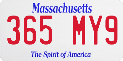 MA license plate 365MY9