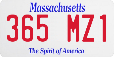 MA license plate 365MZ1