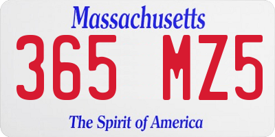 MA license plate 365MZ5