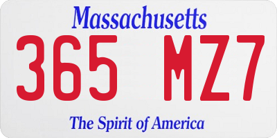 MA license plate 365MZ7