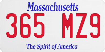 MA license plate 365MZ9