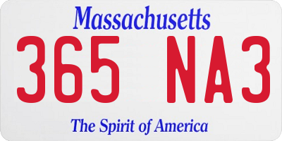 MA license plate 365NA3