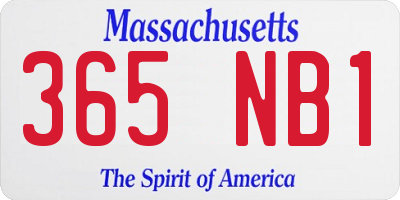 MA license plate 365NB1