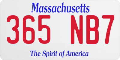 MA license plate 365NB7