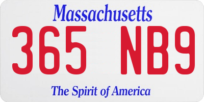 MA license plate 365NB9