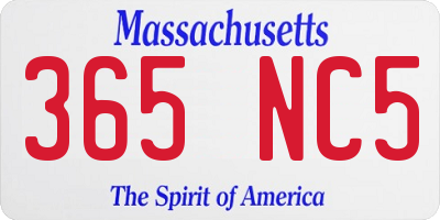 MA license plate 365NC5