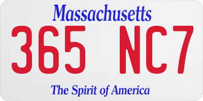 MA license plate 365NC7
