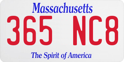 MA license plate 365NC8