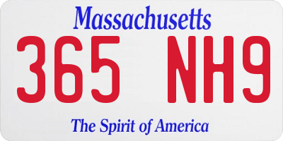 MA license plate 365NH9