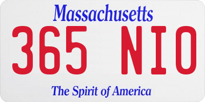 MA license plate 365NI0