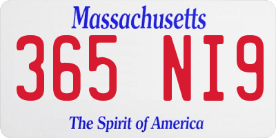 MA license plate 365NI9