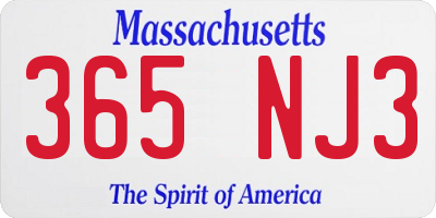 MA license plate 365NJ3