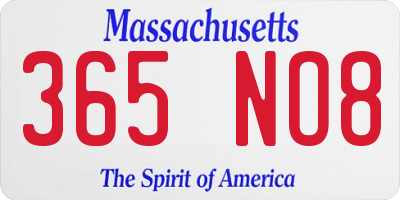 MA license plate 365NO8