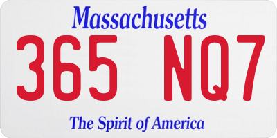 MA license plate 365NQ7