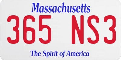 MA license plate 365NS3