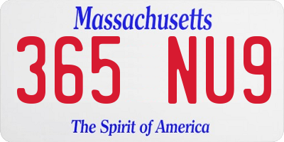 MA license plate 365NU9