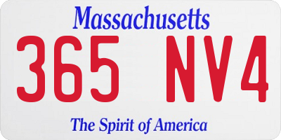 MA license plate 365NV4