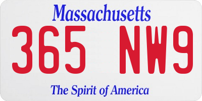 MA license plate 365NW9