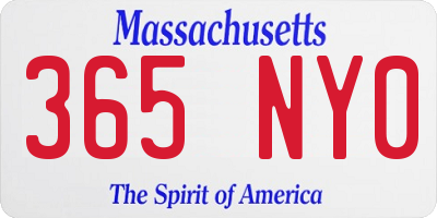MA license plate 365NY0