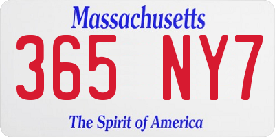MA license plate 365NY7