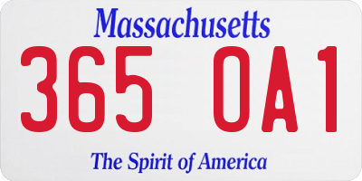 MA license plate 365OA1