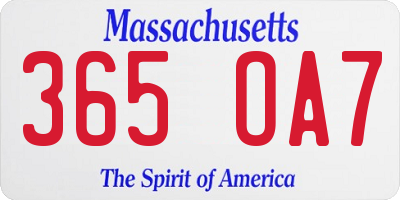 MA license plate 365OA7