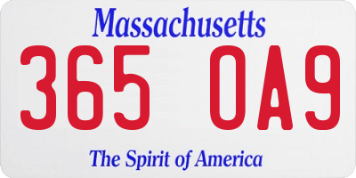 MA license plate 365OA9