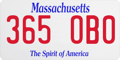 MA license plate 365OB0