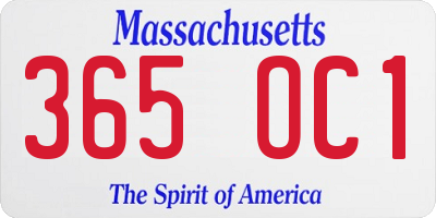 MA license plate 365OC1