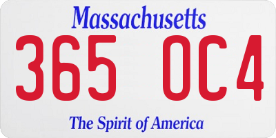 MA license plate 365OC4