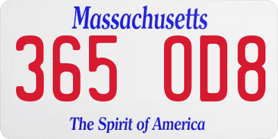 MA license plate 365OD8