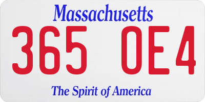 MA license plate 365OE4