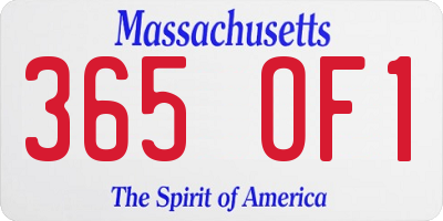 MA license plate 365OF1