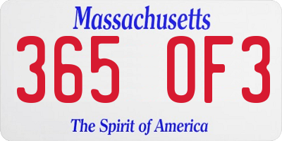 MA license plate 365OF3