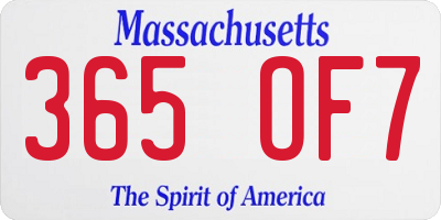 MA license plate 365OF7