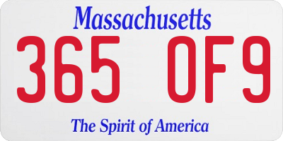 MA license plate 365OF9