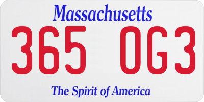 MA license plate 365OG3