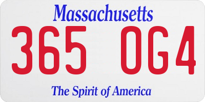 MA license plate 365OG4
