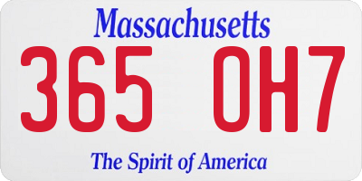 MA license plate 365OH7