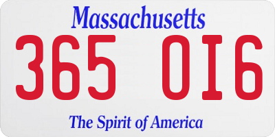 MA license plate 365OI6